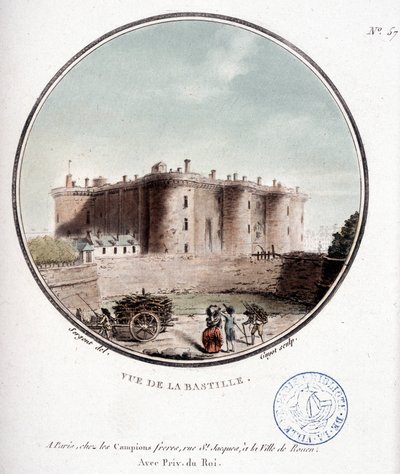 Vista de la Bastilla antes de la Revolución - en “Vistas pintorescas de los principales edificios de París” de Sergeant de Antoine Louis Francois Sergent Marceau