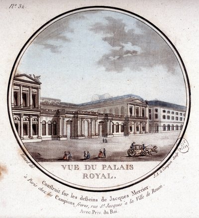 Vista del Palacio Real en París - en “Vistas pintorescas de los principales edificios de París” por Sergeant de Antoine Louis Francois Sergent Marceau