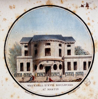 Halle aux calves, bulevar Saint Martin. En vistas pintorescas de los principales edificios de París por Sergeant de Antoine Louis Francois Sergent Marceau