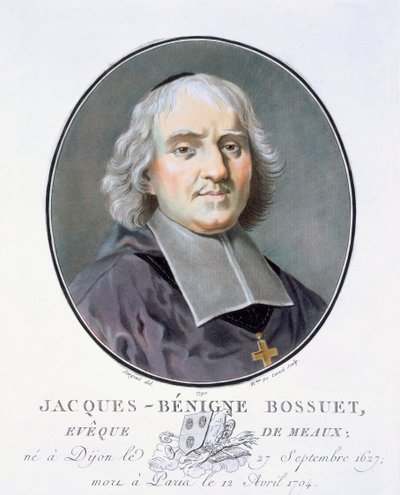 Jacques-Benigne Bossuet, de Retratos de grandes hombres, mujeres ilustres y sujetos memorables de Francia, grabado e impreso en colores, publicado por Pierre Blin, 1786-92, París de Antoine Louis Francois Sergent Marceau