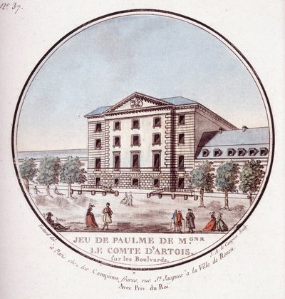 Juego de palma del conde de Artois en los bulevares. En vistas pintorescas de los principales edificios de París por Sergeant de Antoine Louis Francois Sergent Marceau