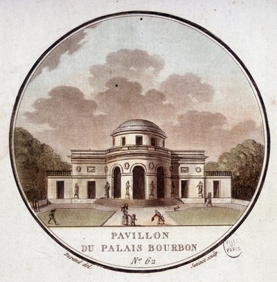 Pabellón del Palais Bourbon, París. En vistas pintorescas de los principales edificios de París por Sergeant de Antoine Louis Francois Sergent Marceau