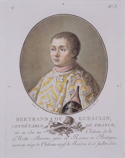 Retrato de Bertrand du Guesclin, Gran Condestable de Francia, grabado por Leon Roger, 1786 de Antoine Louis Francois Sergent Marceau