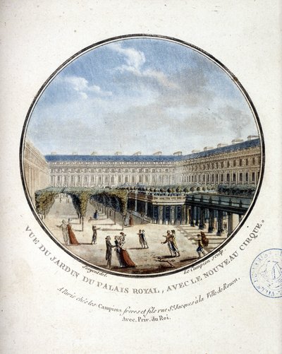 Vista del jardín del Palais Royal - en "Vistas pintorescas de los principales edificios de París" por Sergeant de Antoine Louis Francois Sergent Marceau