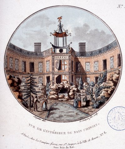 Vista del interior del baño chino, París. En vistas pintorescas de los principales edificios de París por Sergeant de Antoine Louis Francois Sergent Marceau
