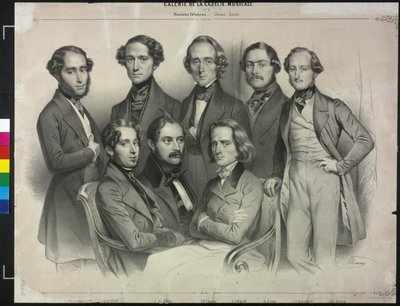 Grupo famoso pianista (litografía) de Antoine Maurin