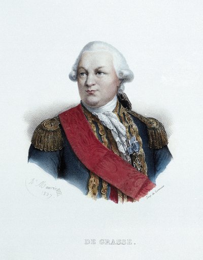 Retrato del almirante François Joseph Paul De Grasse (1722-1788). Litografía (23,9 x 15,6 cm), obra de Antoine Maurin (1793-1890), grabado Lemercier de Antoine Maurin
