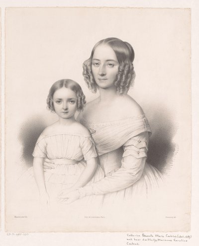 Retrato de Catharina Petronella Maria Cochius con su hija de Antoine Maurin