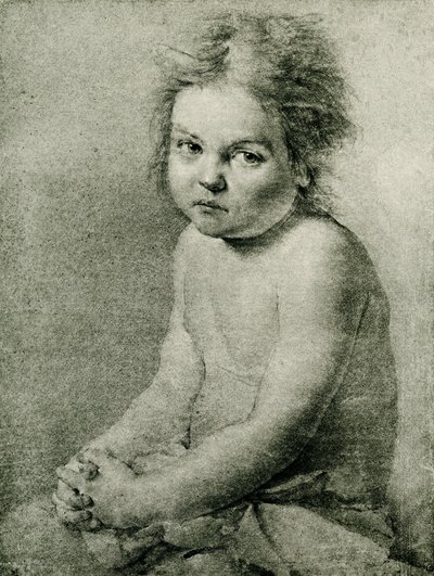 Estudio de naturaleza para una niña desnuda y sentada de Antoine Pesne