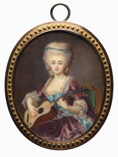 Retrato de una mujer con una guitarra, llamada Louise D