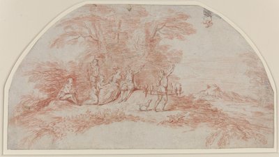 Una fiesta galante con cetreros de Antoine Watteau