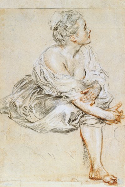 Joven mujer sentada de Antoine Watteau