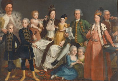 David George van Lennep (1712-97), comerciante principal de la fábrica holandesa de Esmirna, y su esposa e hijos de Antoine de Favray (attributed to)