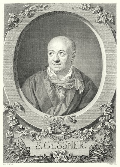 Salomon Gessner, pintor y poeta suizo (grabado) de Anton (after) Graff