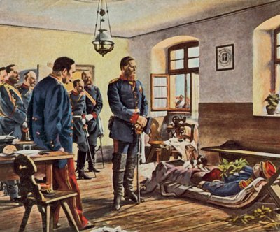 El príncipe heredero Friedrich Wilhelm ante el cadáver del general Douay, 4 de agosto de 1870 (litografía en color ampliada) de Anton Alexander von (after) Werner
