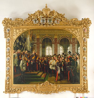 La Proclamación de Guillermo como Kaiser del nuevo Imperio Alemán, en el Salón de los Espejos en Versalles el 18 de enero de 1871, pintado en 1885 de Anton Alexander von Werner