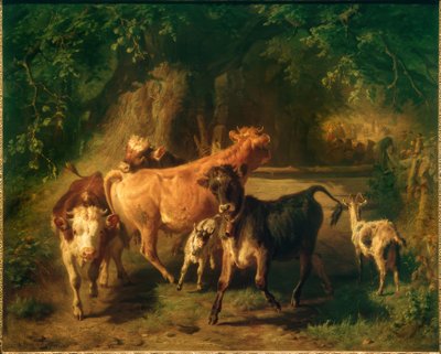 Ganado joven y cabras de Anton Braith