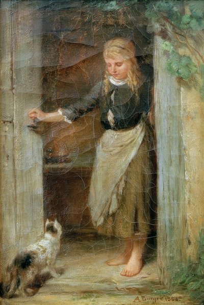 Niña con gato de Anton Burger