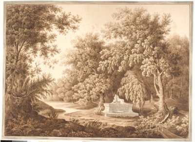 Parque con un monumento funerario de Anton Carl Dusch