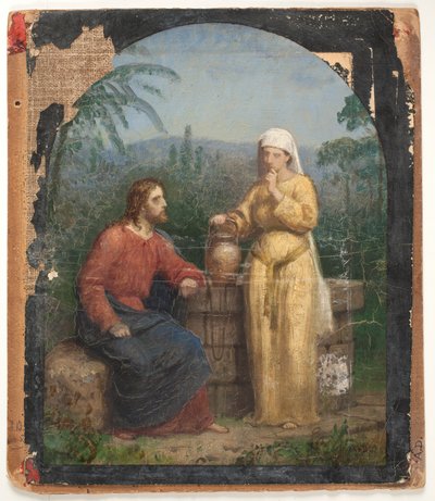 Boceto de Jesús y la samaritana en el pozo de Anton Dorph