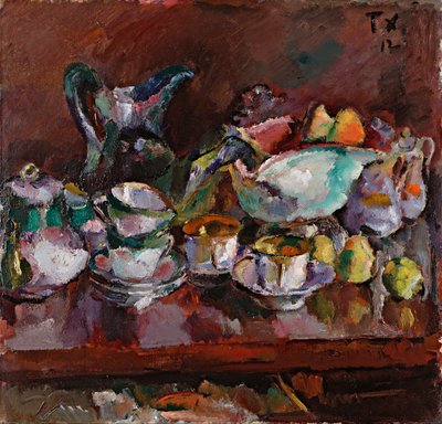 Naturaleza muerta con tazas de café - Pintura de Anton Faistauer (1887-1930) de Anton Faistauer