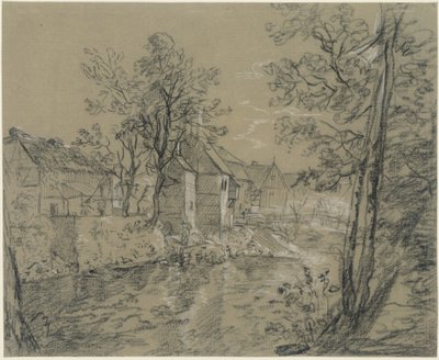Casas junto al río (casas a orillas del Weißeritz en el valle de Plauen, cerca de Dresde) de Anton Graff