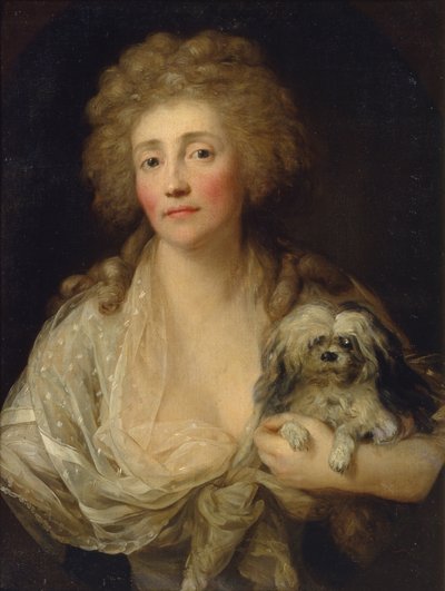 Retrato de Anna Oraczewska con el perro, 1789 de Anton Graff