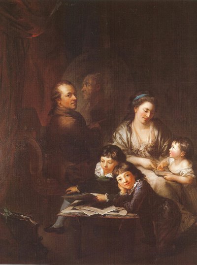 La familia del artista ante el retrato de Johann Georg Sulzer de Anton Graff