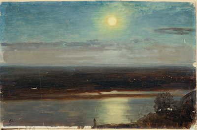 El Danubio con Marchfeld en la noche de Anton Hlavacek