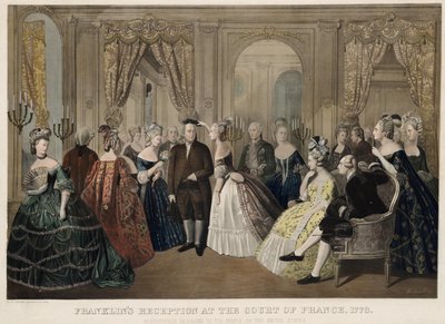 Recepción de Franklin en la corte de Francia, 1778, dedicado respetuosamente al pueblo de los Estados Unidos, 1865 de Anton Hohenstein