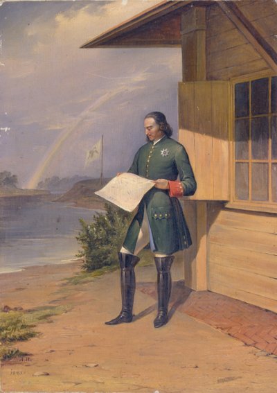 Pedro I en la orilla del río Neva de Anton Ivanovich Ivanov