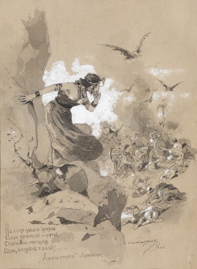 Ilustración del poema El ángel de la muerte de M. Lermontov de Anton Ivanovich Kandaurov