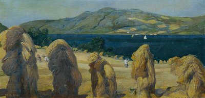 Attersee paisaje con almendras de grano de Anton Josef von Kenner