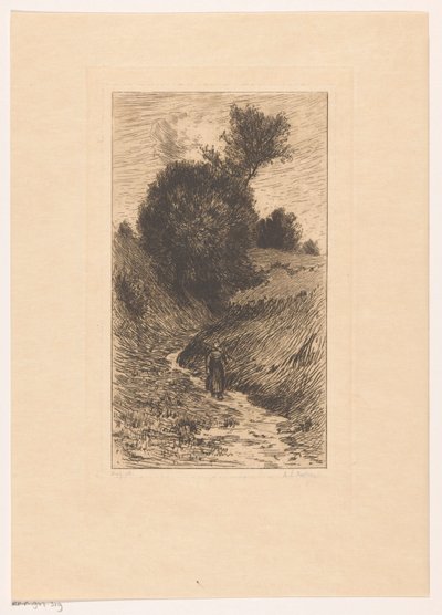 Mujer en un camino hueco de Anton L. Koster (signed by artist)