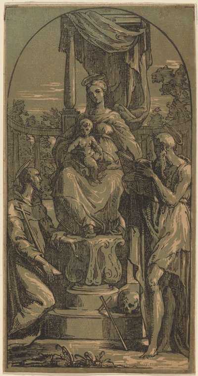 Madonna y el Niño en el Trono, San Jerónimo y San Francisco de Anton Maria Zanetti I, after Parmigianino