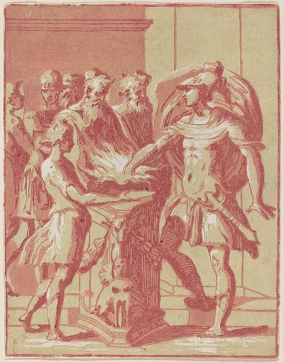 Mucio Escévola poniendo su mano en el fuego de Anton Maria Zanetti I after Parmigianino