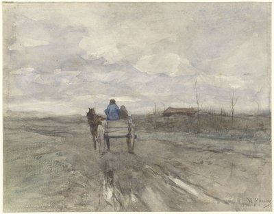 Carro agrícola en un camino rural de Anton Mauve