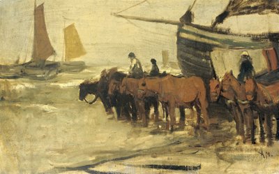 Poner la aleta de un pescador en el mar de Anton Mauve