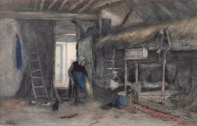 Tareas matinales, c.1845-65 (acuarela sobre papel) de Anton Mauve