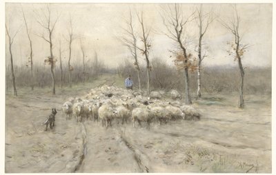 Rebaño de ovejas en los páramos cerca de Laren de Anton Mauve
