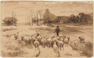 Pastor con su Rebaño, c. 1870 de Anton Mauve