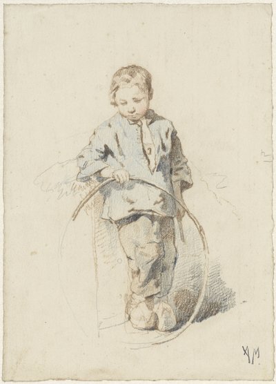 Niño de pie con un aro de Anton Mauve
