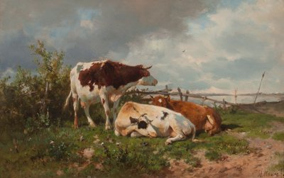 Tres vacas en un prado de Anton Mauve