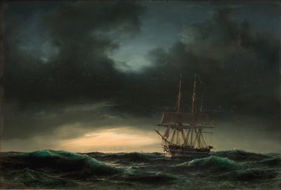 Una corbeta danesa en mar abierto después de una tormenta de Anton Melbye