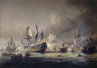 Un episodio de la batalla naval en la bahía de Køge 1677 de Anton Melbye