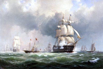 La Flota Báltica saliendo de Spithead, 15 de marzo de 1854 de Anton Melbye
