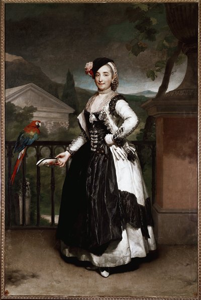 Retrato de la Marquesa de Llano, Isabel Parreno, en traje de la región de Mancha para una fiesta en la corte de Viena. 1787 Madrid. Museo de la Real Academia de San Fernando. de Anton Raphael Mengs