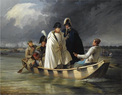 Napoleón dejando el Lobau después de la derrota en la batalla de Aspern, 1845 de Anton Ritter von Perger