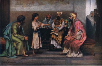 Cristo con los doctores en el templo, de la Historia de la Biblia de Hulbert publicada por The John Winston Company, 1932 de Anton Robert Leinweber