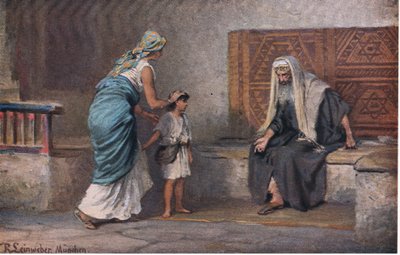 Ana lleva a Samuel a Elí, de la Historia de la Biblia de Hulbert publicada por The John Winston Company, 1932 de Anton Robert Leinweber